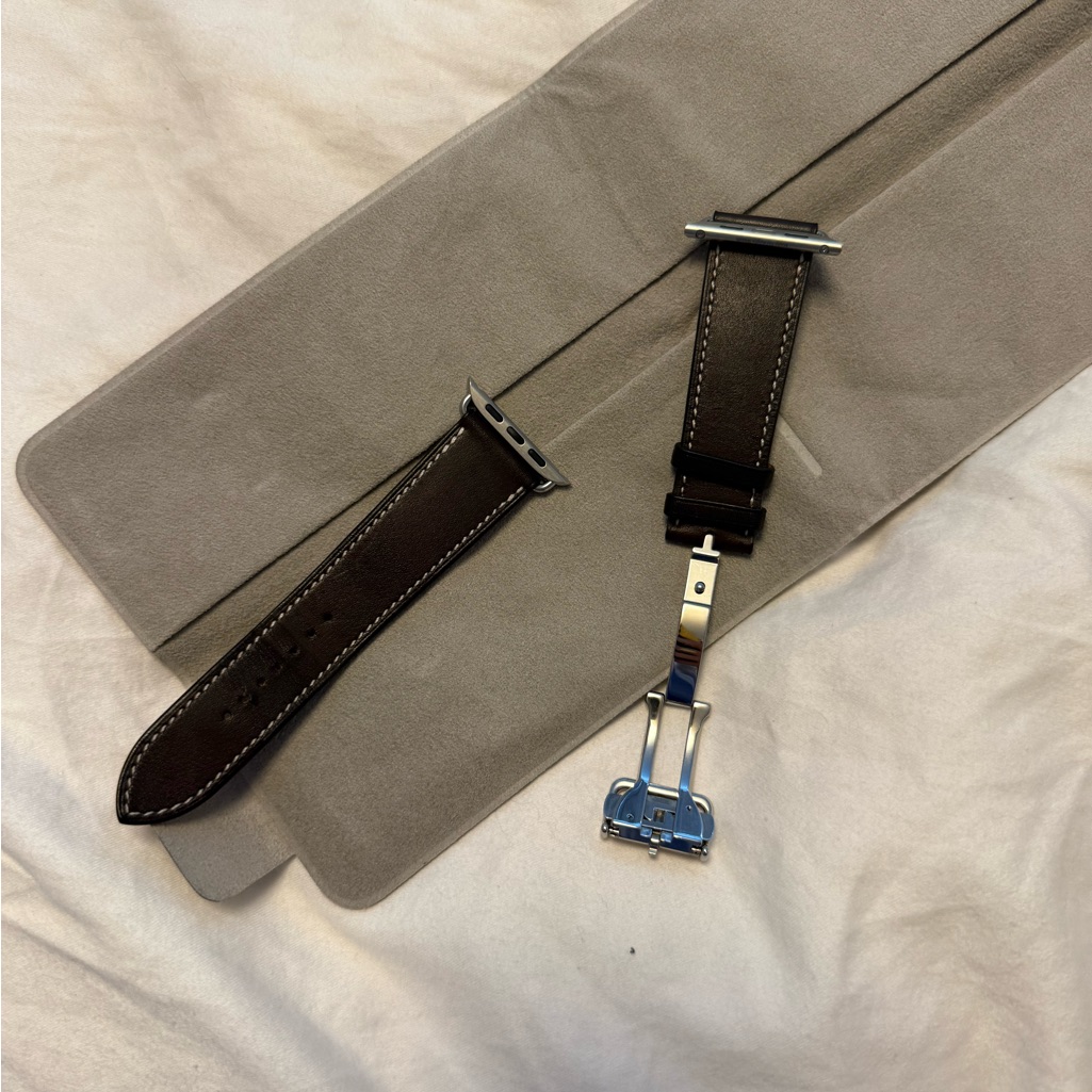 Hermes Dark Brown Leather Watch Strap Hermes Dark Brown Leather Watch Strap